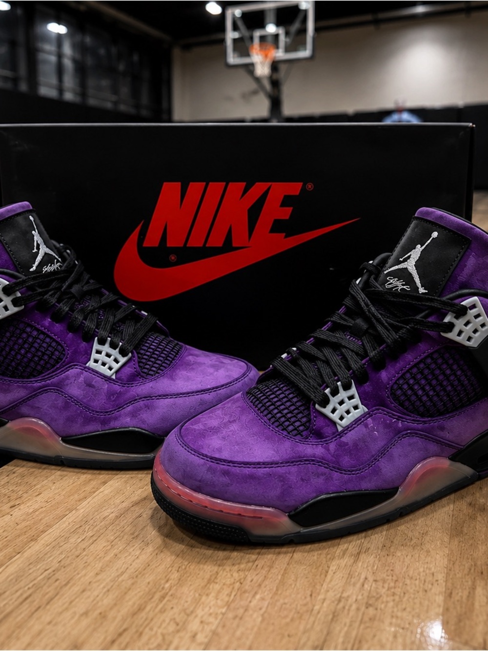 Jordan Purple and Black Retro Basketball Sneakers - Picture 3 of 4